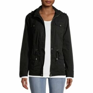 New Look Black Cotton Anorak Mid Length Hooded Lightweight